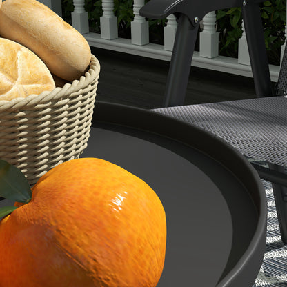 Outsunny Mesa De Jardín Redonda De 2 Niveles Con Bandeja Inferior Negro_4