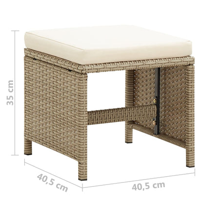 Vidaxl Taburetes De Jardín 4 Unidades Y Cojines Ratán Sintético Beige_2