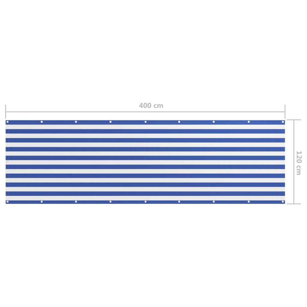 Vidaxl Toldo Para Balcón Tela Oxford Blanco Y Azul 120x400 Cm_2