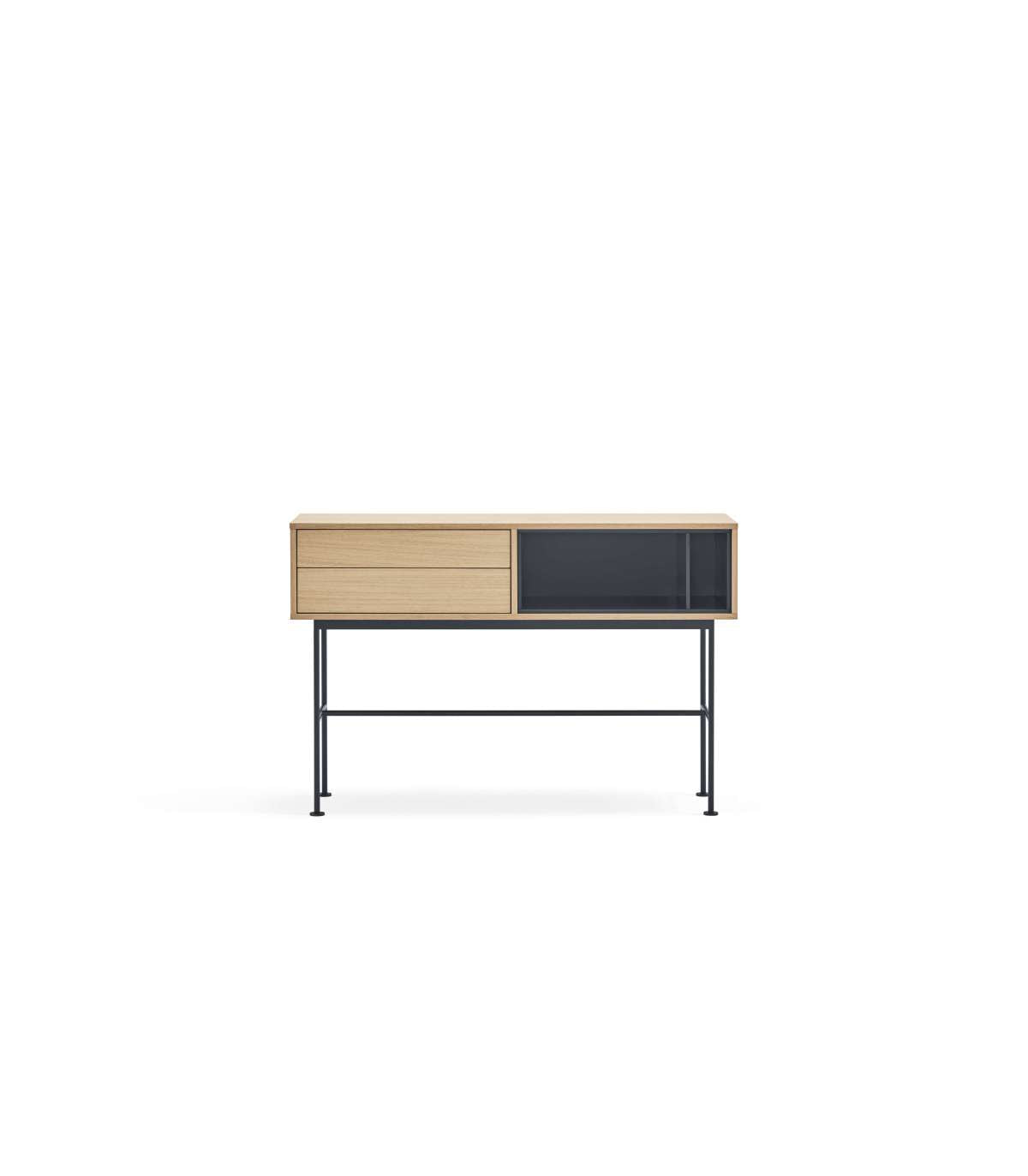 Consola Modelo Yoko 2 Cajones Acabado Roble/antracita, 120cm(ancho) 80cm(alto) 35cm (fondo_0
