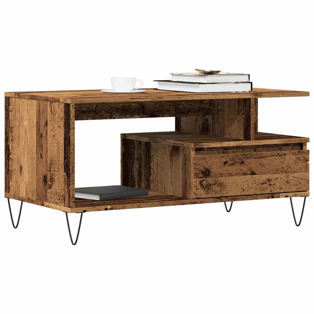 Mesa De Centro Madera Ingeniería Madera Envejecida 90x49x45 Cm_0
