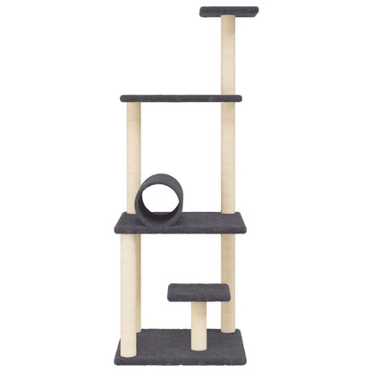 Rascador Para Gatos Con Postes De Sisal Gris Oscuro 136 Cm_3