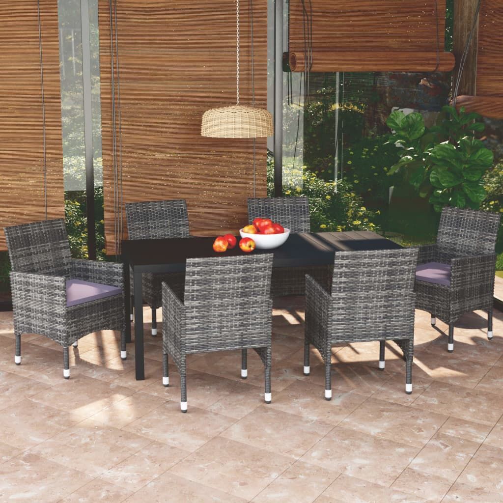 Vidaxl Juego Muebles Jardín 7 Pzas Con Cojines Ratán Sintético Gris_1