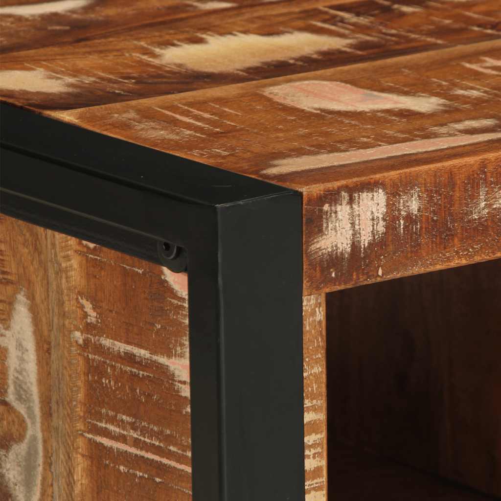 Mesa De Centro Multicolor 90x50x36 Cm Madera Maciza Reciclada_4