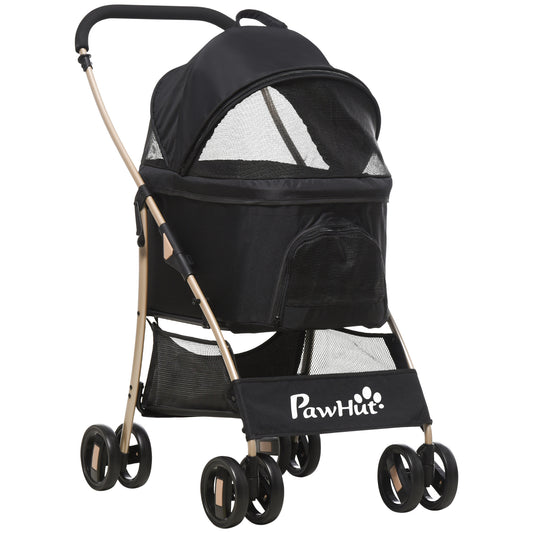 Pawhut Carrito Para Perros Plegable 3 En 1 Con Vagón Desmontable Negro_0