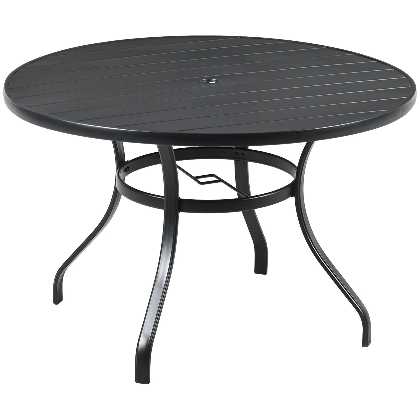 Outsunny Mesa Jardín Exterior Redonda De Acero Desmontable Ø115x72 Cm Negro_0