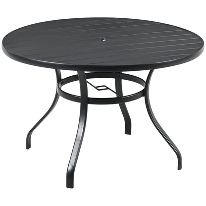Outsunny Mesa Jardín Exterior Redonda De Acero Desmontable Ø115x72 Cm Negro_0
