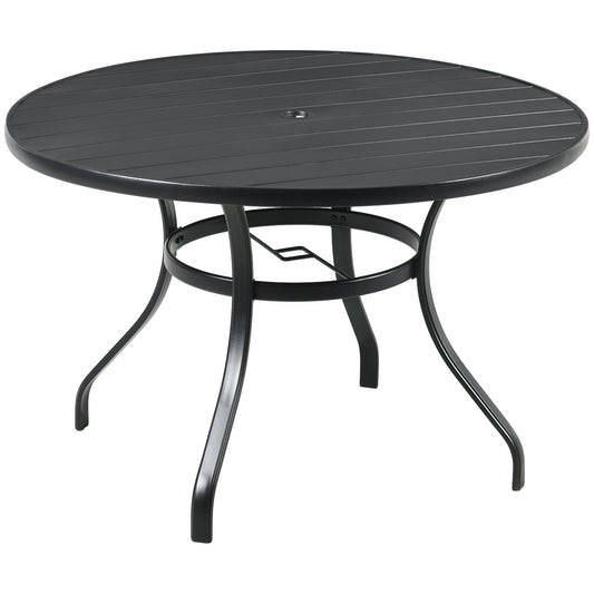 Outsunny Mesa Jardín Exterior Redonda De Acero Desmontable Ø115x72 Cm Negro_0