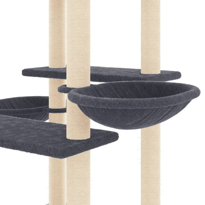 Vidaxl Rascador Para Gatos Con Postes De Sisal Gris Oscuro 133 Cm_5