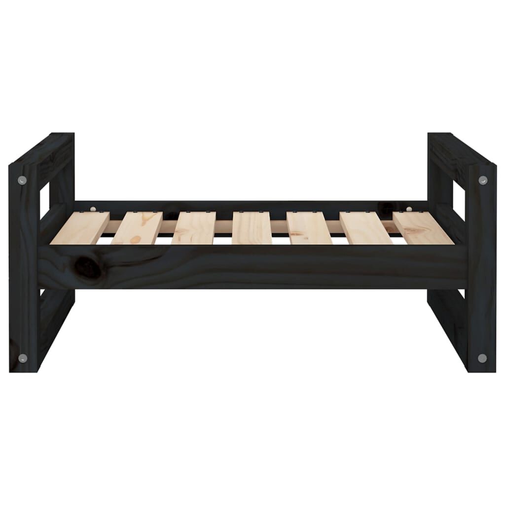 Vidaxl Cama Para Perros Madera Maciza De Pino Negro 65,5x50,5x28 Cm_4