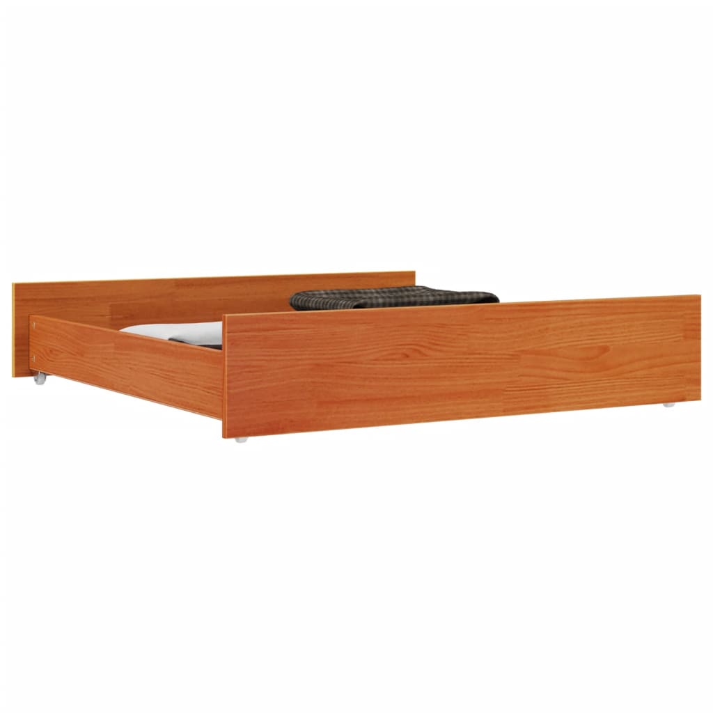 Cajones De Cama 2 Uds Madera Maciza De Pino Marrón Cera / Vetonek_2