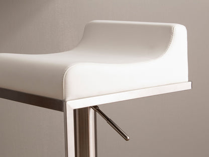Taburete De Bar, Color Blanco, Cuero Artificial Y Acero Inoxidable_4