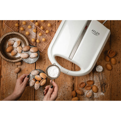 Hornillo Eléctrico Para 24 Galletas En Forma De Nuez, Placas Antiadherentes, Pastas Rellenas Adler Ad3039 Blanco_3