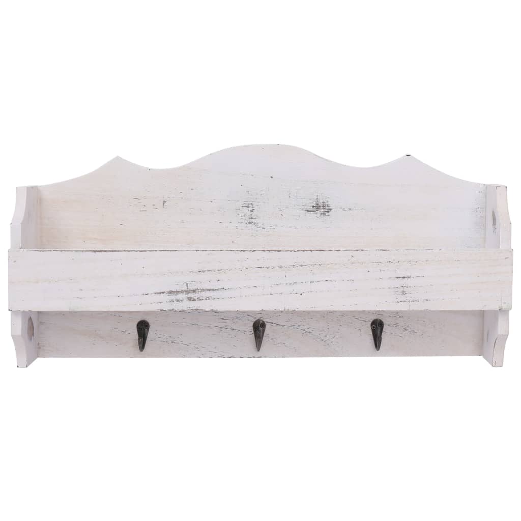 Perchero De Pared De Madera Blanco 50x10x23 Cm_2