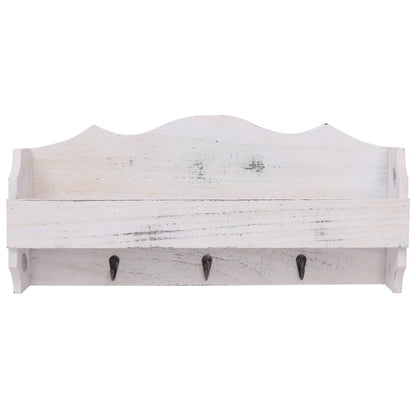Perchero De Pared De Madera Blanco 50x10x23 Cm_2