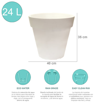 Macetero De Polietileno Por Rotomoldeo Blanco 40x35 Cm_1