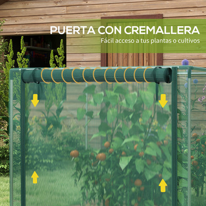 Outsunny Jaula De Cultivo Con Soportes De Acero Y Puerta 120x120x110 Cm Verde_5