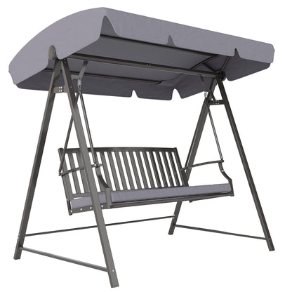 Outsunny Columpio De Jardín De 3 Plazas Con Toldo Ajustable Y Cojín Gris_0