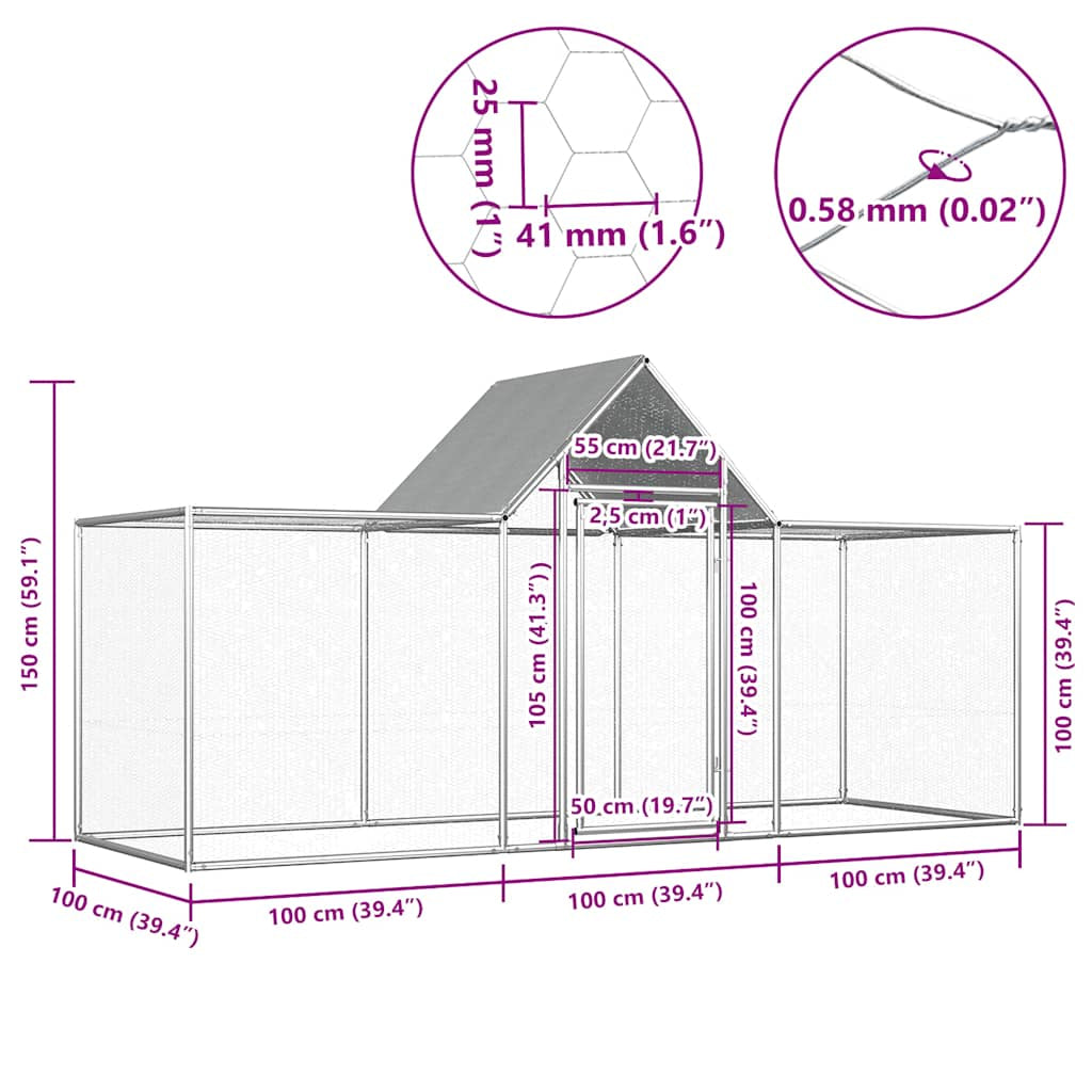 Vidaxl Gallinero Acero Galvanizado 3x1x1,5 M_2
