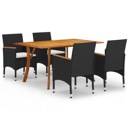 Juego De Comedor Para Jardín De 5 Piezas Negro / Vetonek_0