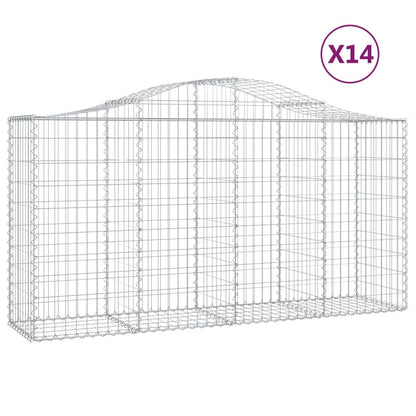 Cestas De Gaviones 14 Uds Forma De Arco Hierro 200x50x100/120cm_0