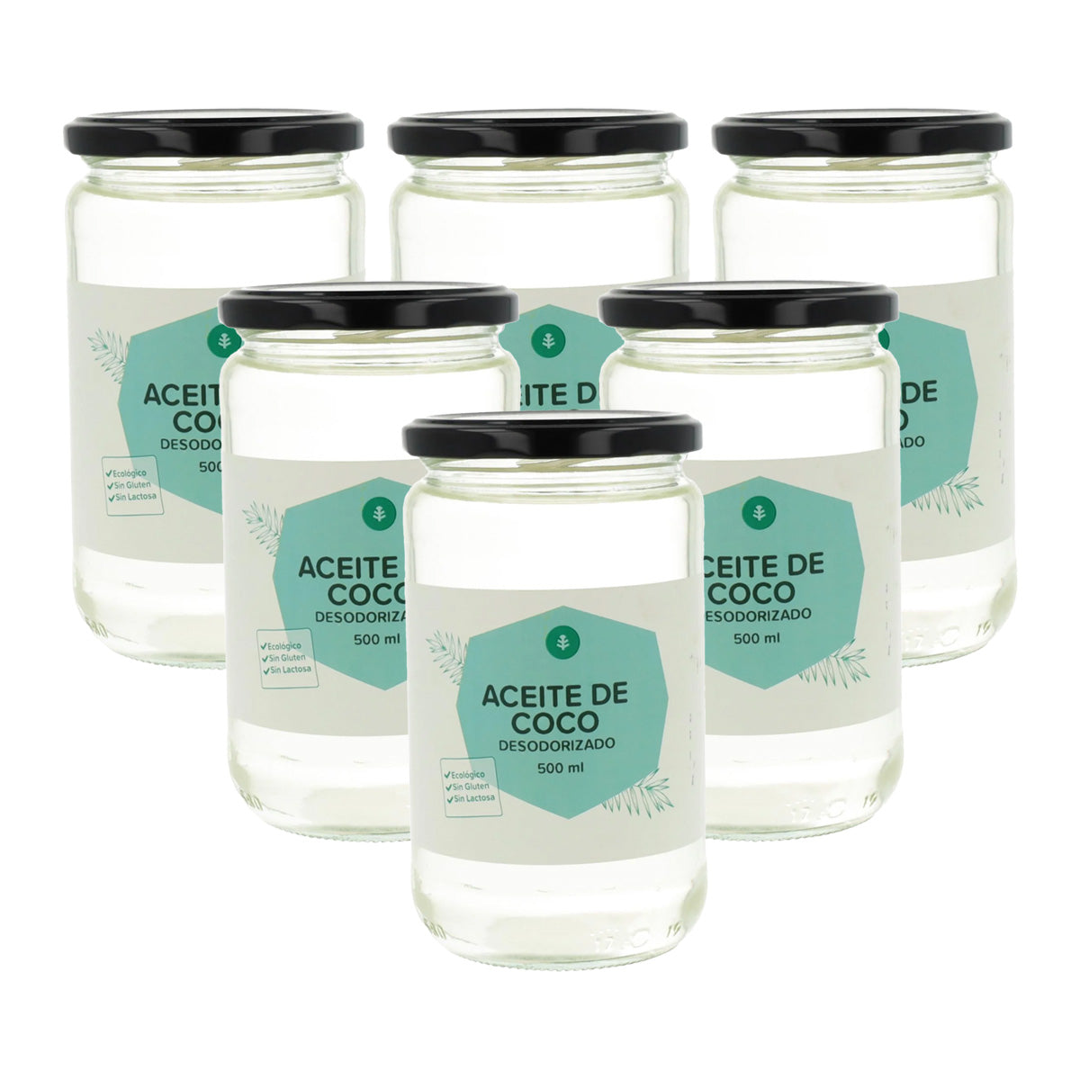 Pack 6x Aceite de coco desodorizado ECO Planeta Huerto 500 ml