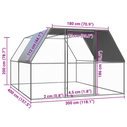 Vidaxl Jaula Gallinero De Exterior De Acero Galvanizado 3x4x2 M_2