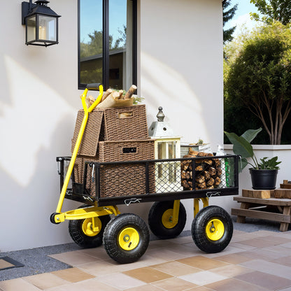 Outsunny Carro De Jardín Basculante Carga 200 Kg Negro Y Amarillo_1