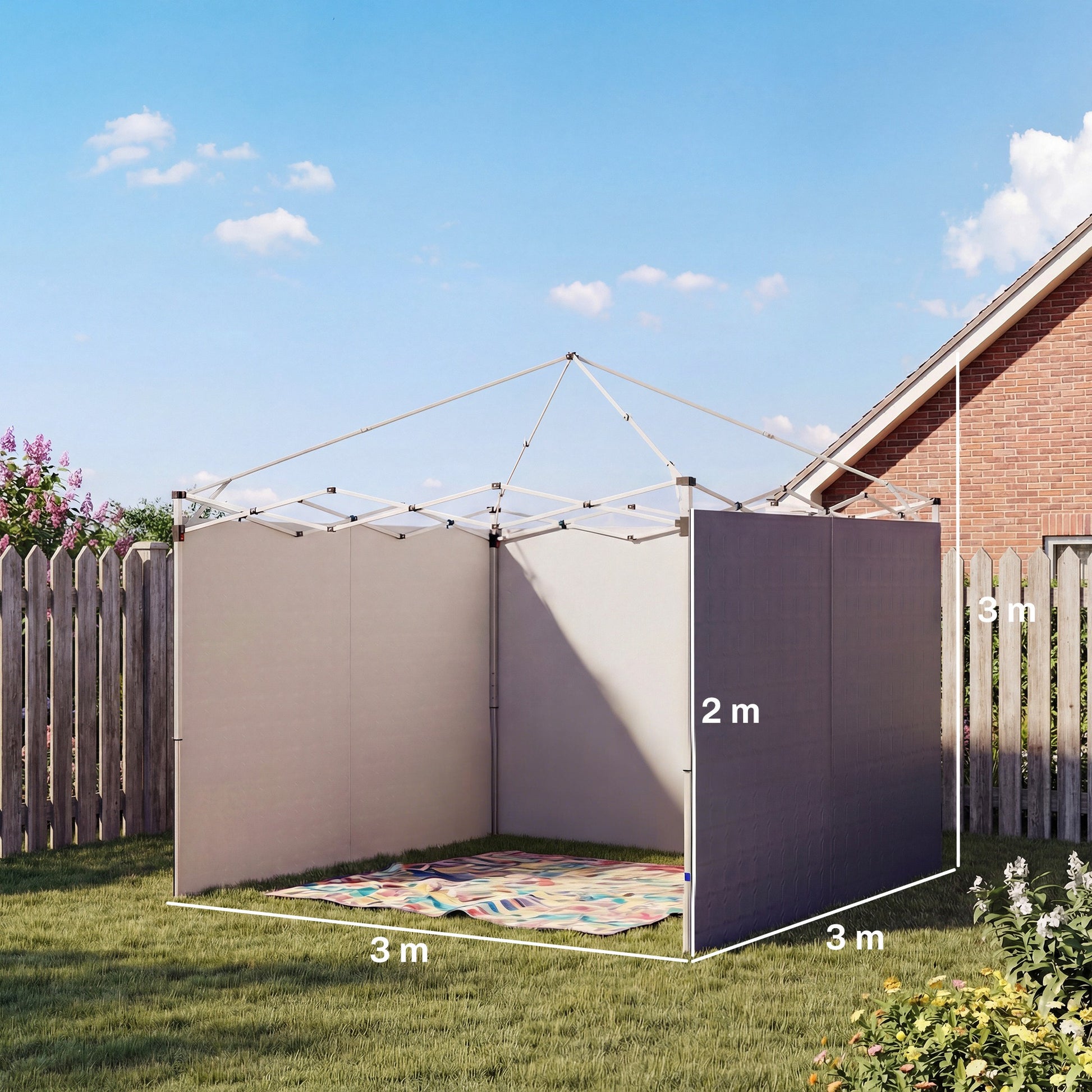 Outsunny 3 Paredes Laterales Para Carpas De 3x3 M Con Cremallera 300x200 Cm_2