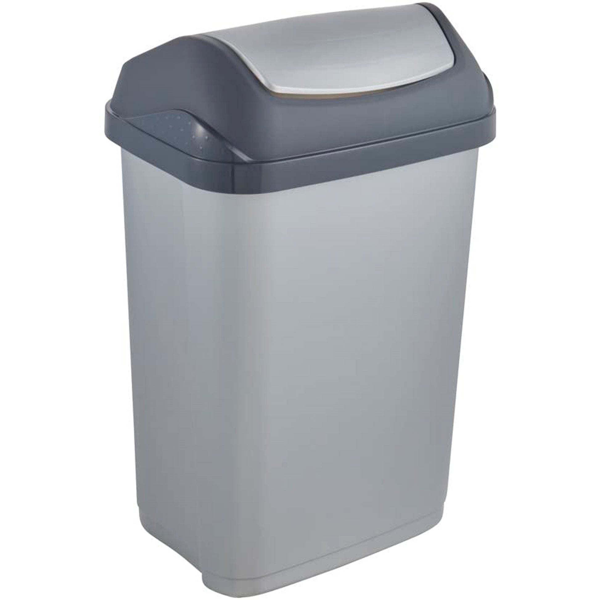 Pack De 3 Cubos De Basura Con Tapa Deslizante Swantje 10/25/50 Litros En Color Plateado_2
