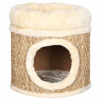 Casita Para Gatos De Lujo Con Cojín Hierba Marina 33 Cm_0