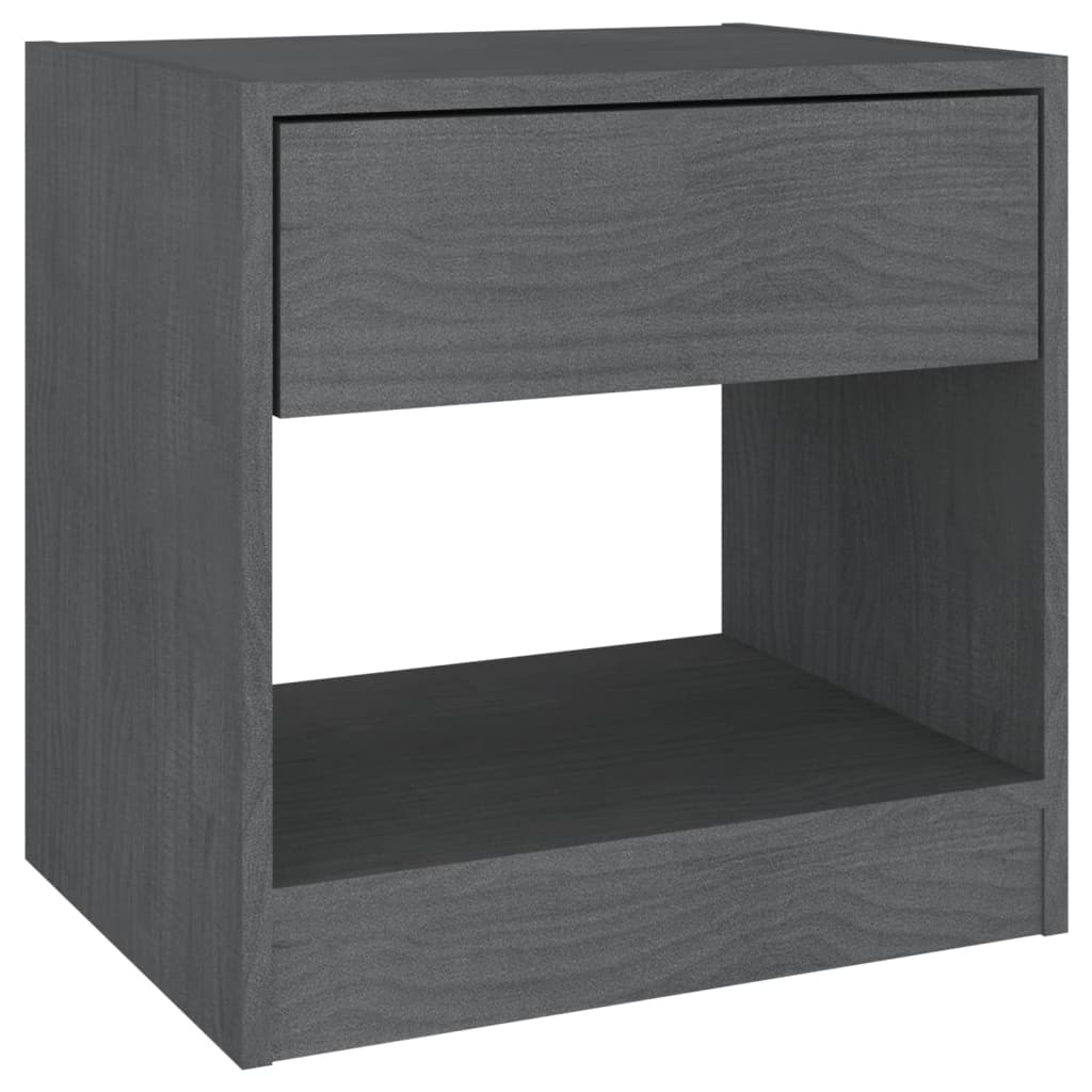 Mesitas De Noche 2 Uds Madera Maciza De Pino Gris 40x31x40 Cm_3