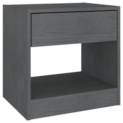 Mesitas De Noche 2 Uds Madera Maciza De Pino Gris 40x31x40 Cm_3