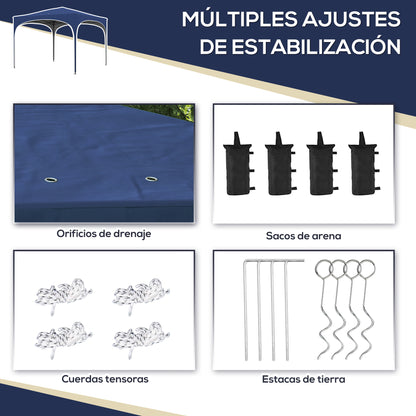 Outsunny Carpa Plegable 3x3 M Altura Ajustable Con Bolsa De Transporte Azul_5