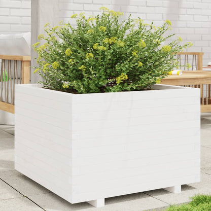 Jardinera Madera Maciza De Pino Blanco 70x70x49,5 Cm_1