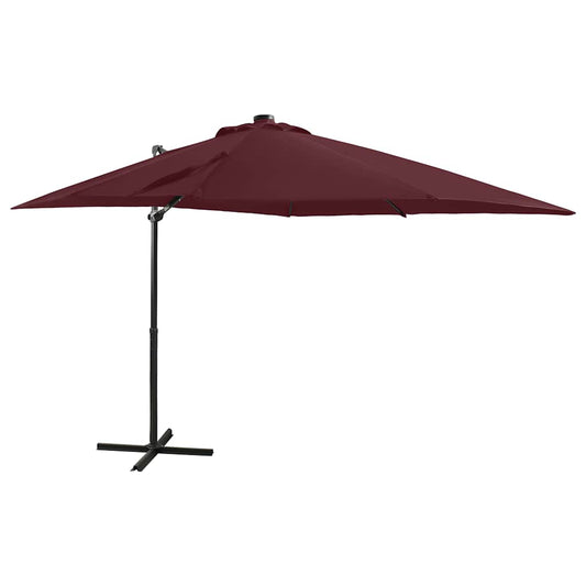 Vidaxl Sombrilla Jardín Voladiza Palo Y Luces Led Rojo Burdeos 250 Cm_0