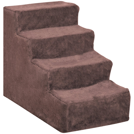 Pawhut Escalera Para Perros De 4 Peldaños Con Funda Extraíble 60x35x44 Cm Marrón_0