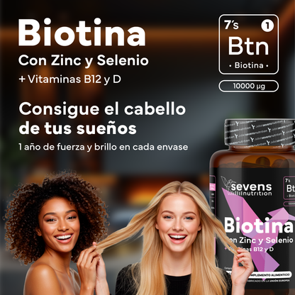 Biotina 10,000 Mcg Sevens Nutrition. Fortalece Cabello, Piel Y Uñas._1
