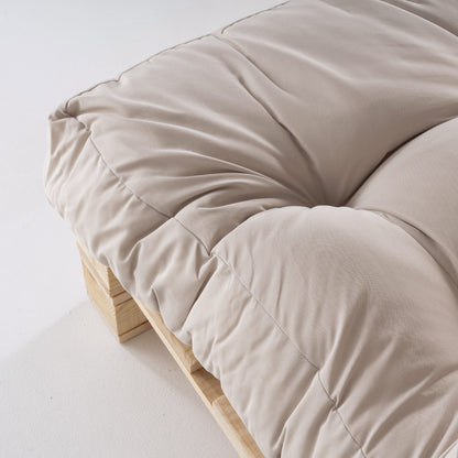 Sofá De Palet + Cojín De Asiento 80x120x16 Cm + Cojín Respaldo 42x120x16 Cm, Color Crema, Repelente Al Agua_4
