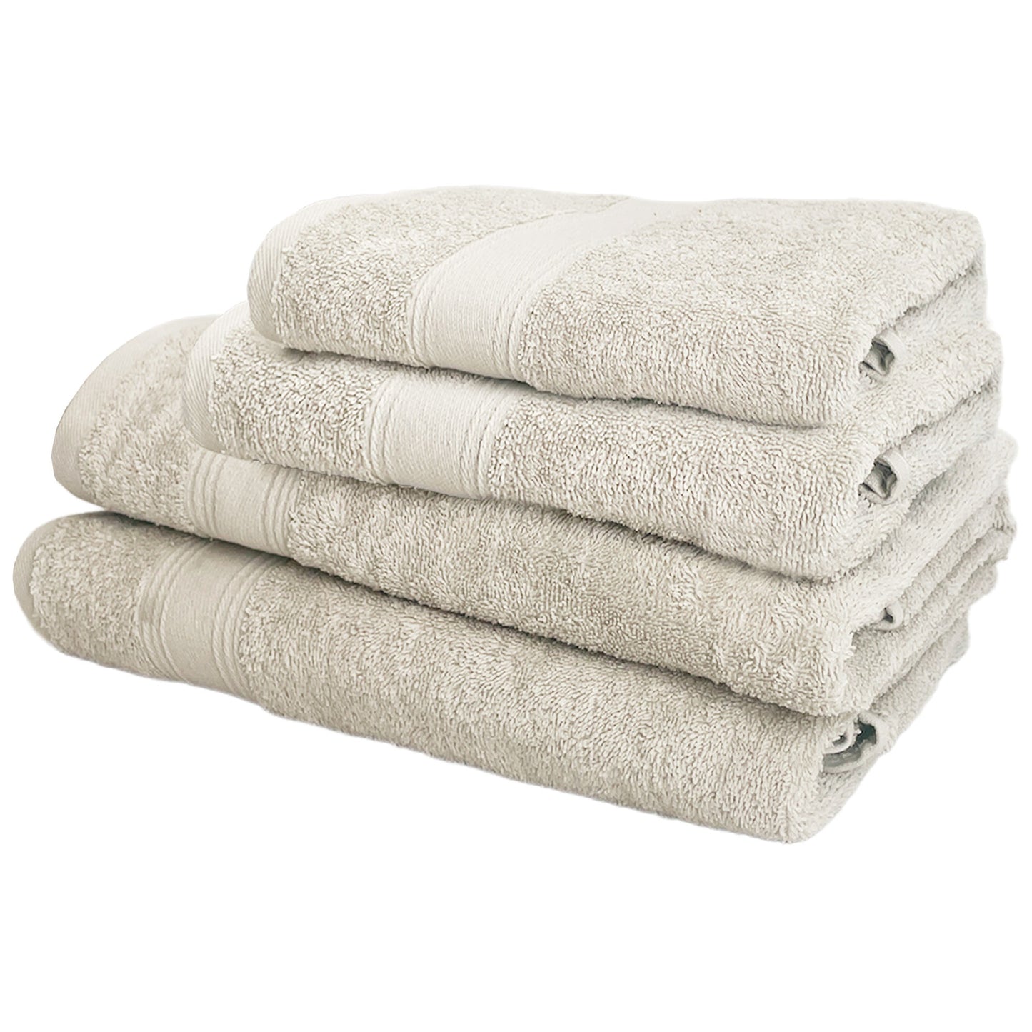 Juego De 4 Toallas De Baño: 2 Toallas De Lavabo 50x90 ; 2 Toallas De Ducha 70x140cm 450 Gr/m2 100% Algodón Beige_0