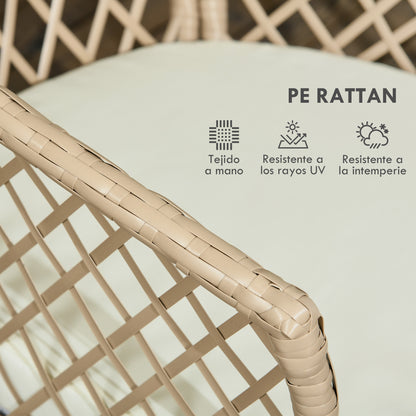Outsunny Conjunto De Mesa Y 2 Sillas De Jardín De 3 Piezas Caqui_5