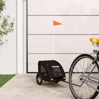 Remolque De Bicicleta Mascotas Hierro Tela Oxford Negro_1