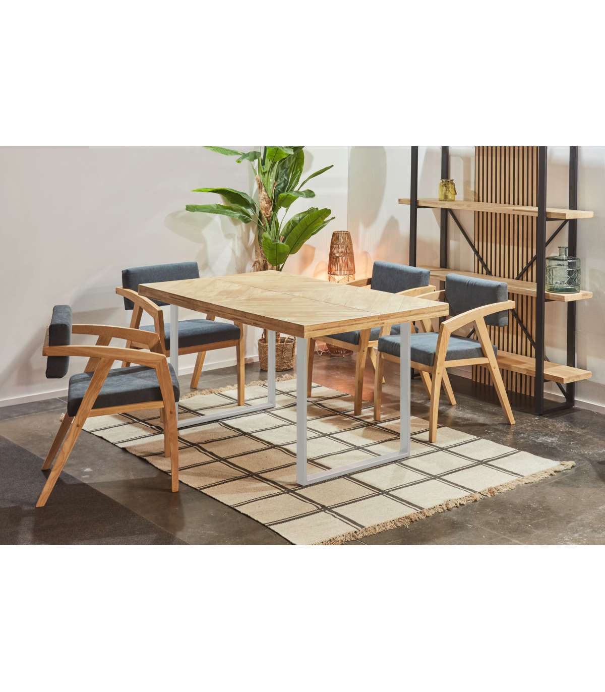 Mesa Rectangular Fija Spike Acabado Roble Nordish/blanco, 76cm(alto) 150cm(ancho) 90cm(largo)_4