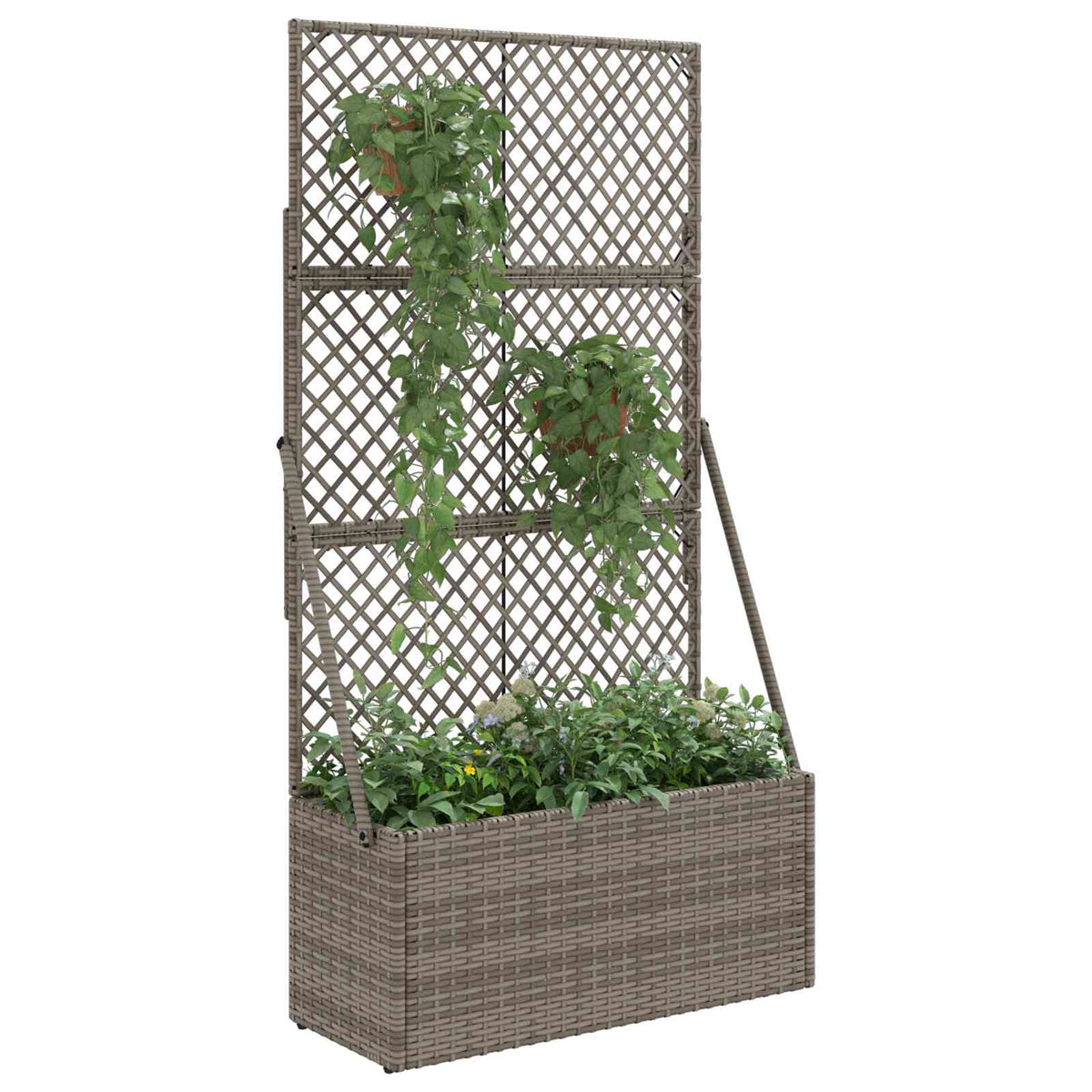 Maceta De Jardín Con Enrejado Gris 70 X 30 X 135 Cm_2