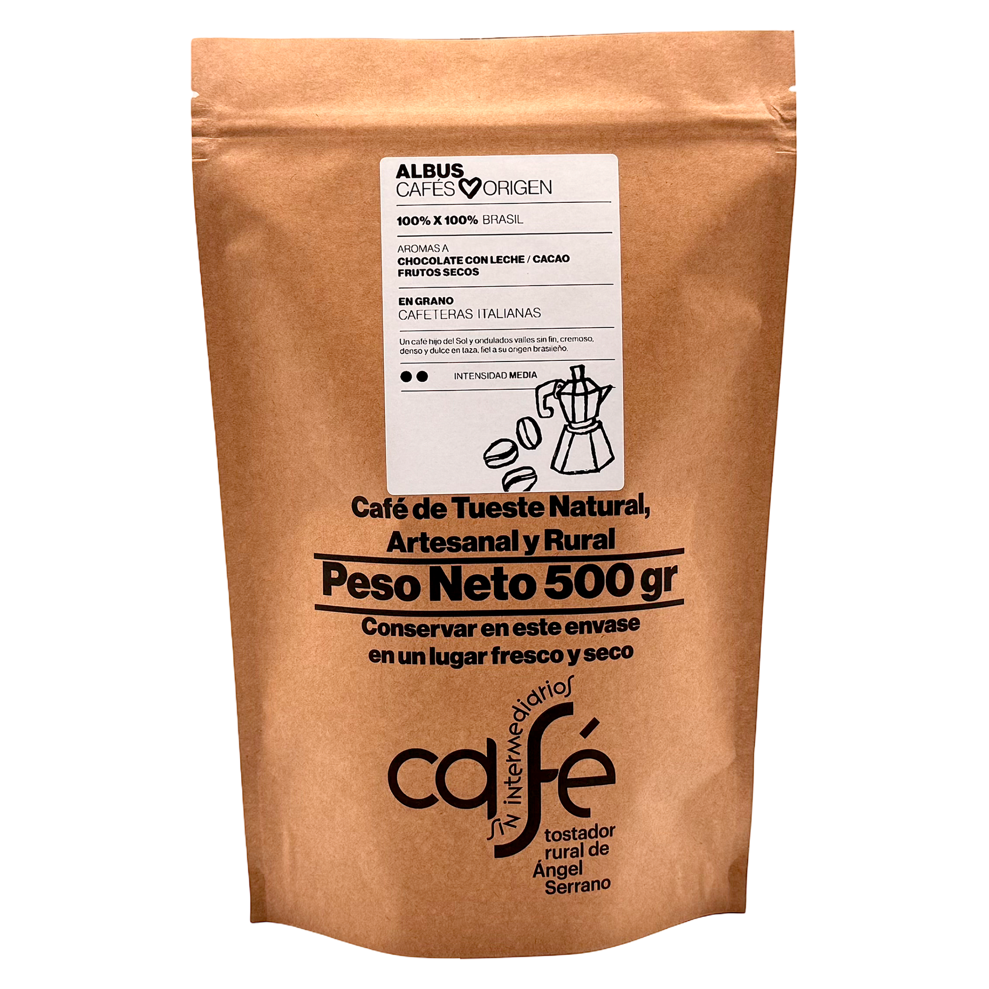 Cafe Sin Intermediarios Café Brasil Albus En Grano Para Italiana (moka) 500 G_0