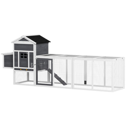 Pawhut Gallinero Para Exterior Para 3-6 Gallinas 297,5x68x118 Cm Gris Y Blanco_0