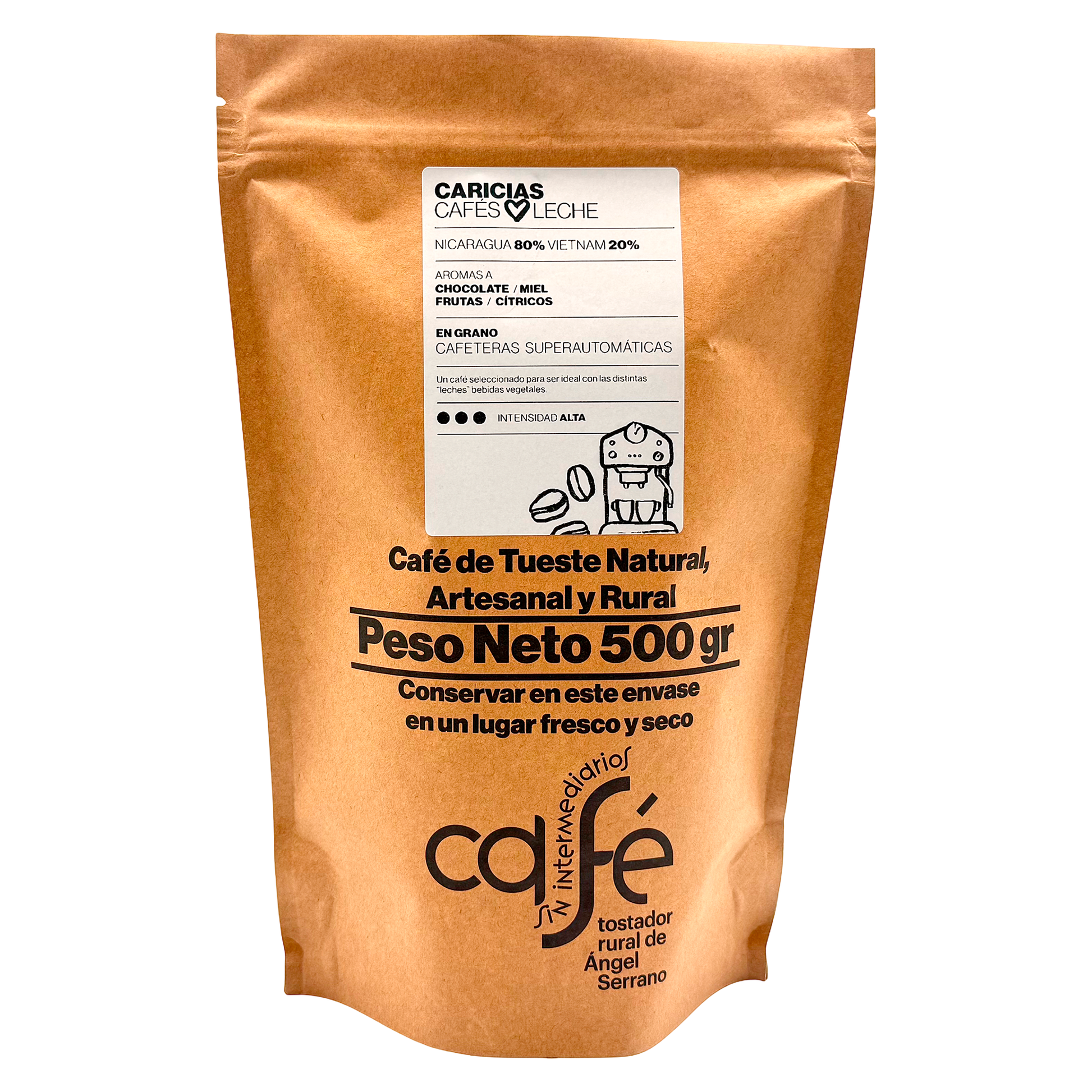 Cafe Sin Intermediarios Café Nicaragua Caricias En Grano Para Superautomática 500 G_0