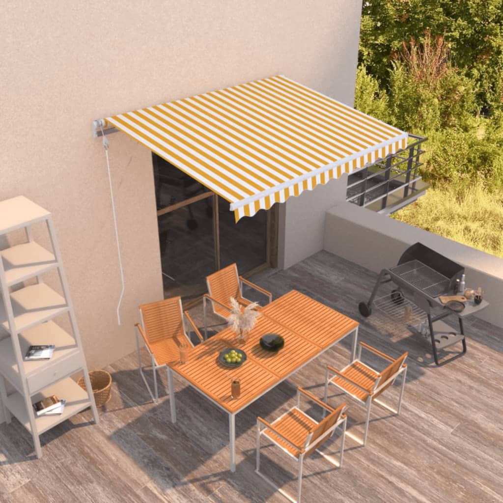 Toldo Retráctil Automático Amarillo Y Blanco 350x250 Cm_1