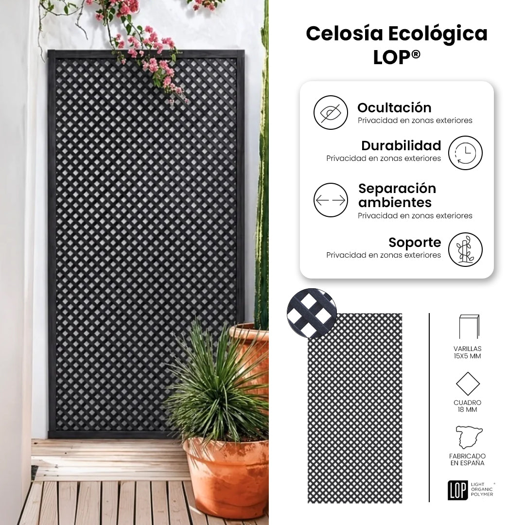 Pack Instalación Celosía Lop + 3 Perfiles + Kit Escuadras Antracita 1x2 M_5