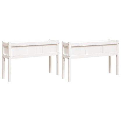 Jardineras Exterior Con Patas 2 Uds Madera Maciza Pino Blanco_0